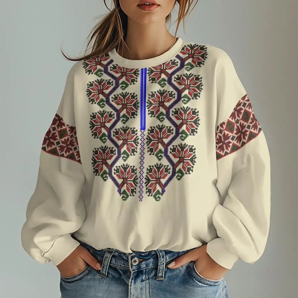 Ukrainian Traditional Graphic Print Women's Sweatshirts