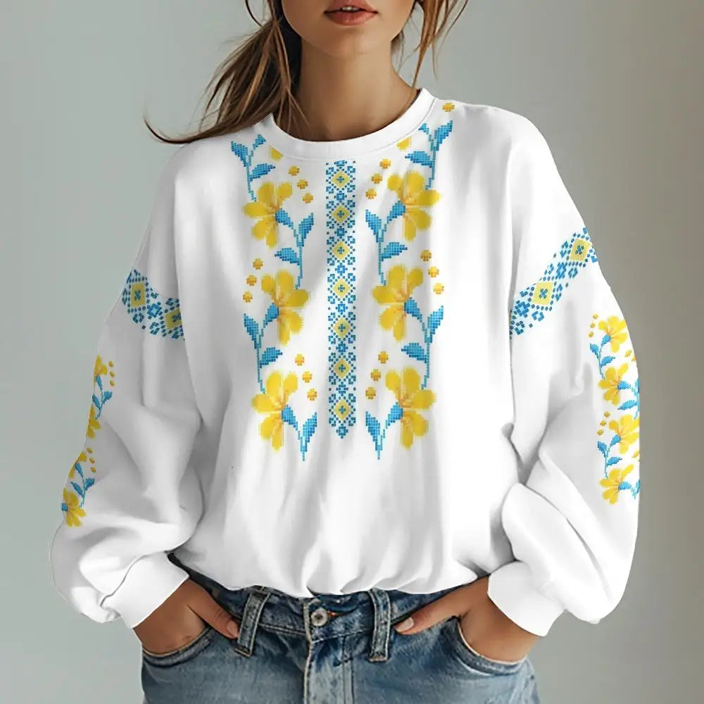 Ukrainian Traditional Graphic Print Women's Sweatshirts