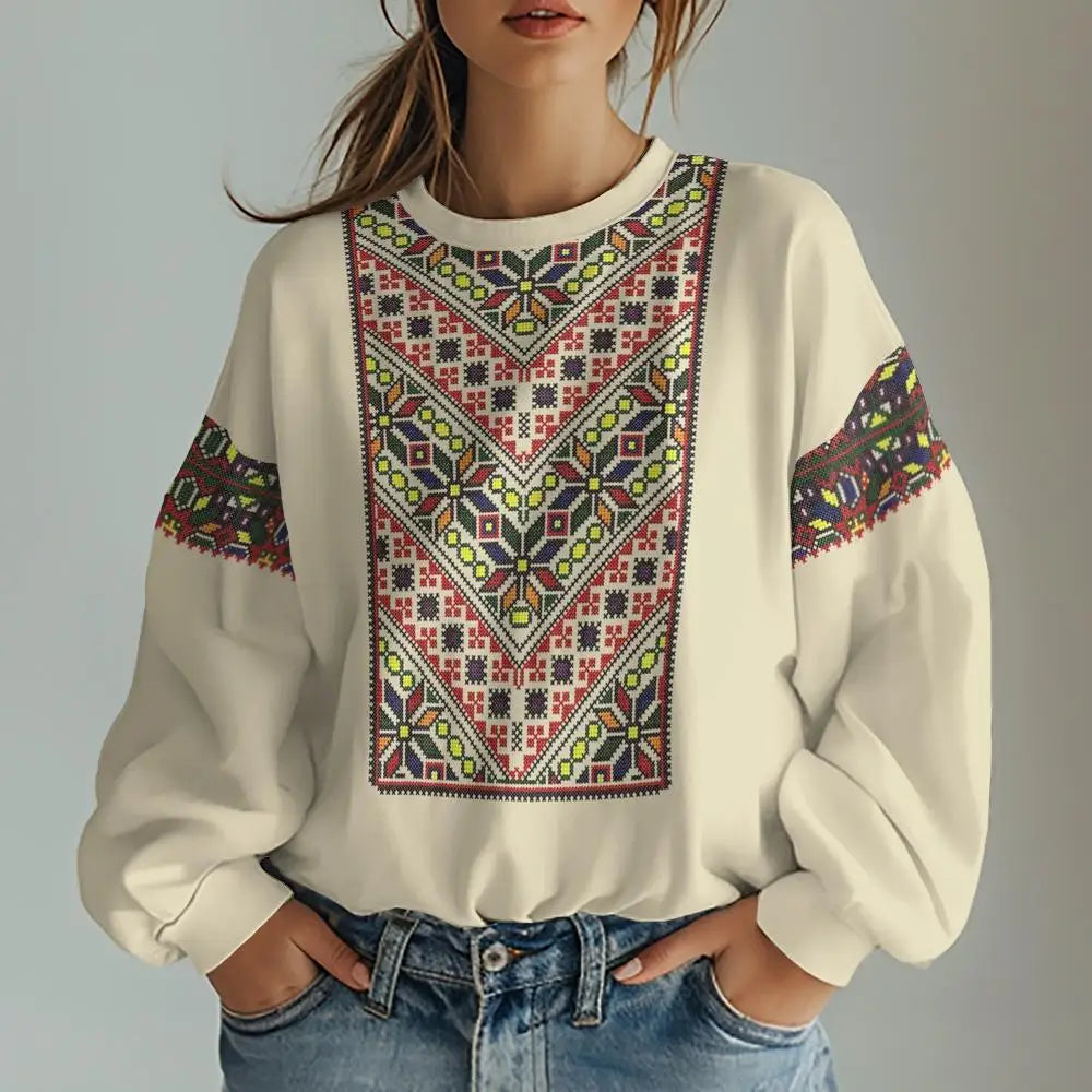 Ukrainian Traditional Graphic Print Women's Sweatshirts