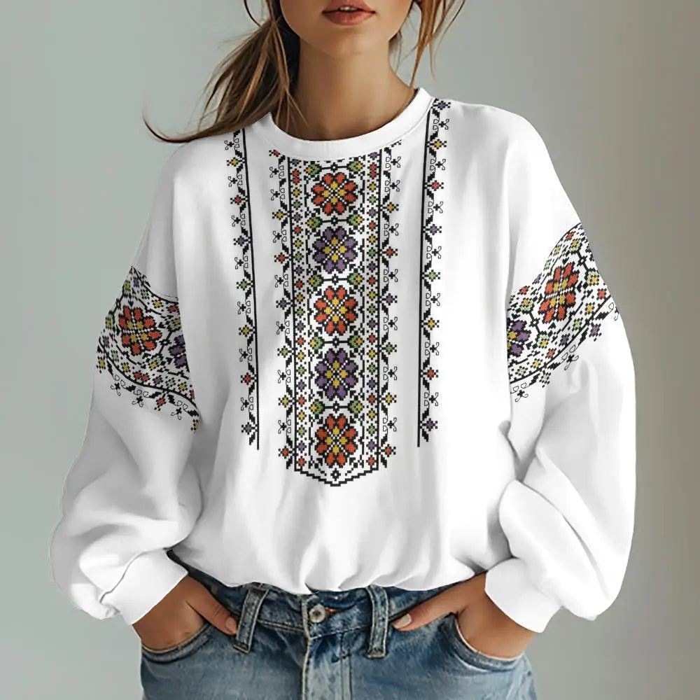 Ukrainian Traditional Graphic Print Women's Sweatshirts