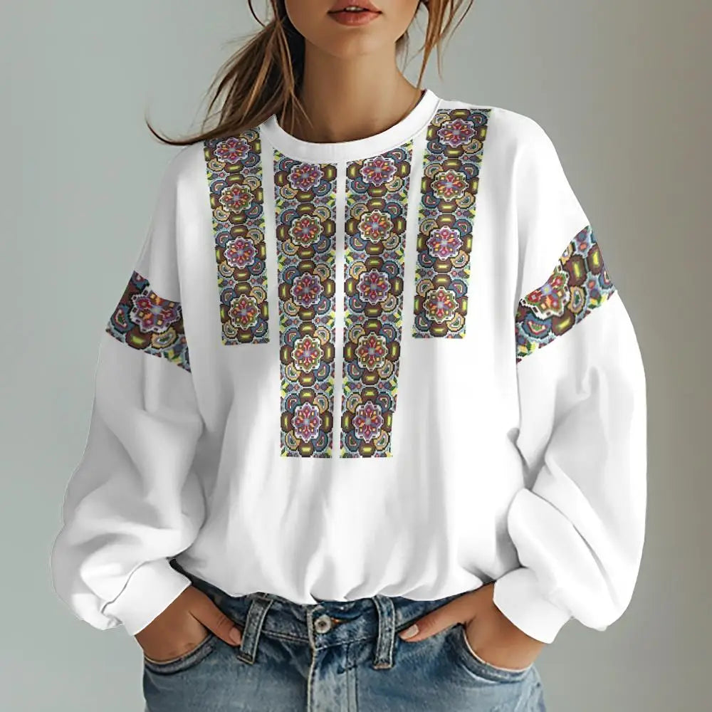 Ukrainian Traditional Graphic Print Women's Sweatshirts