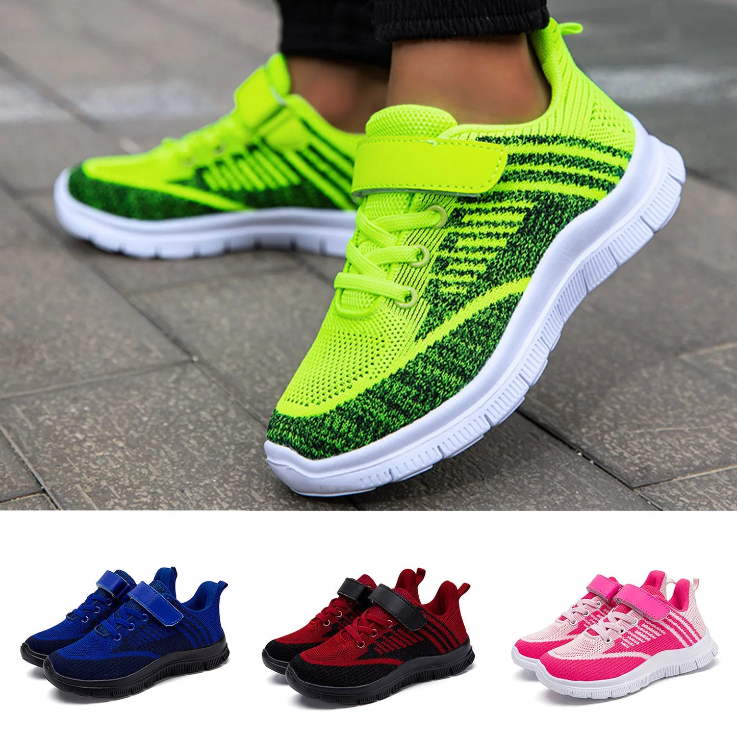 Children Sports Shoes Boys Girls Casual Lightweight Mesh Breathable Sneakers Kids Outdoors Comfortable Non-Slip Running Shoes