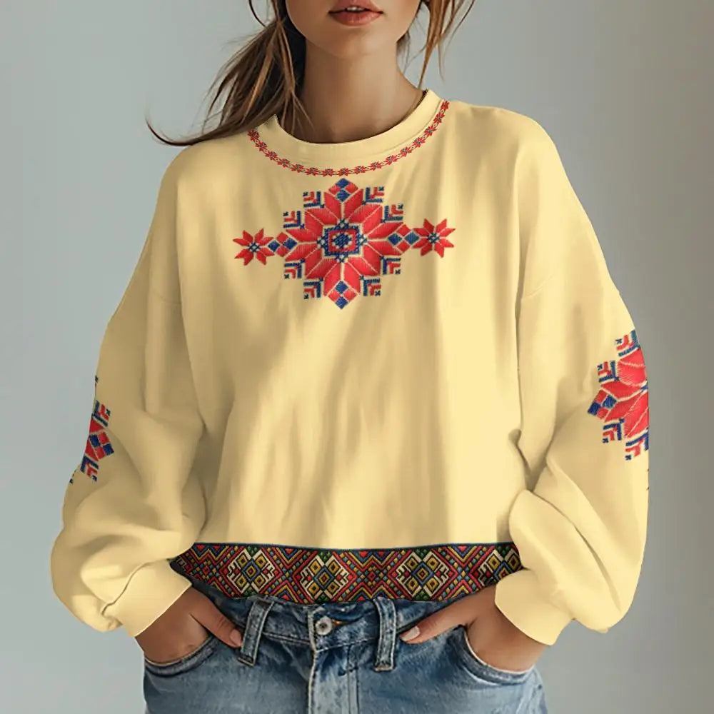 Ukrainian Traditional Graphic Print Women's Sweatshirts