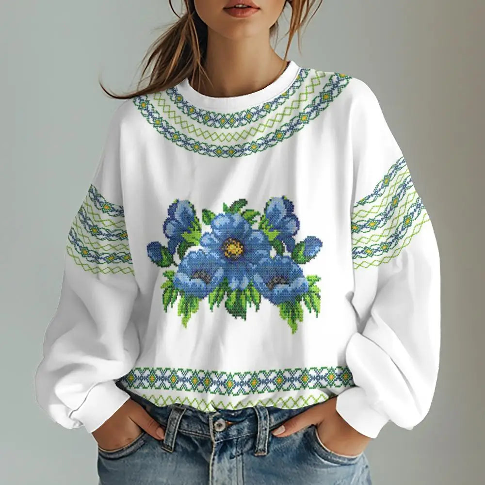 Ukrainian Traditional Graphic Print Women's Sweatshirts
