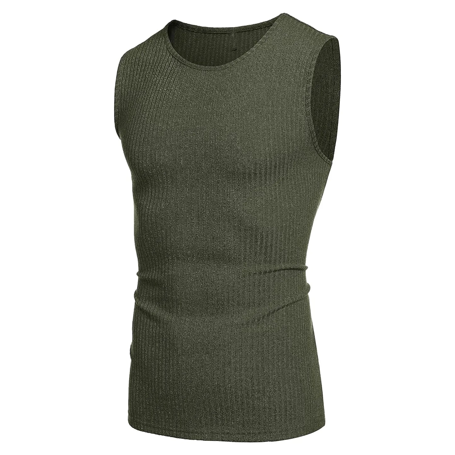 Mens New Summer Knitted Tank Tops Wide Shoulder Sports Fitness Vests Solid Color Sleeveless Sports Tank Tops Men Clothing