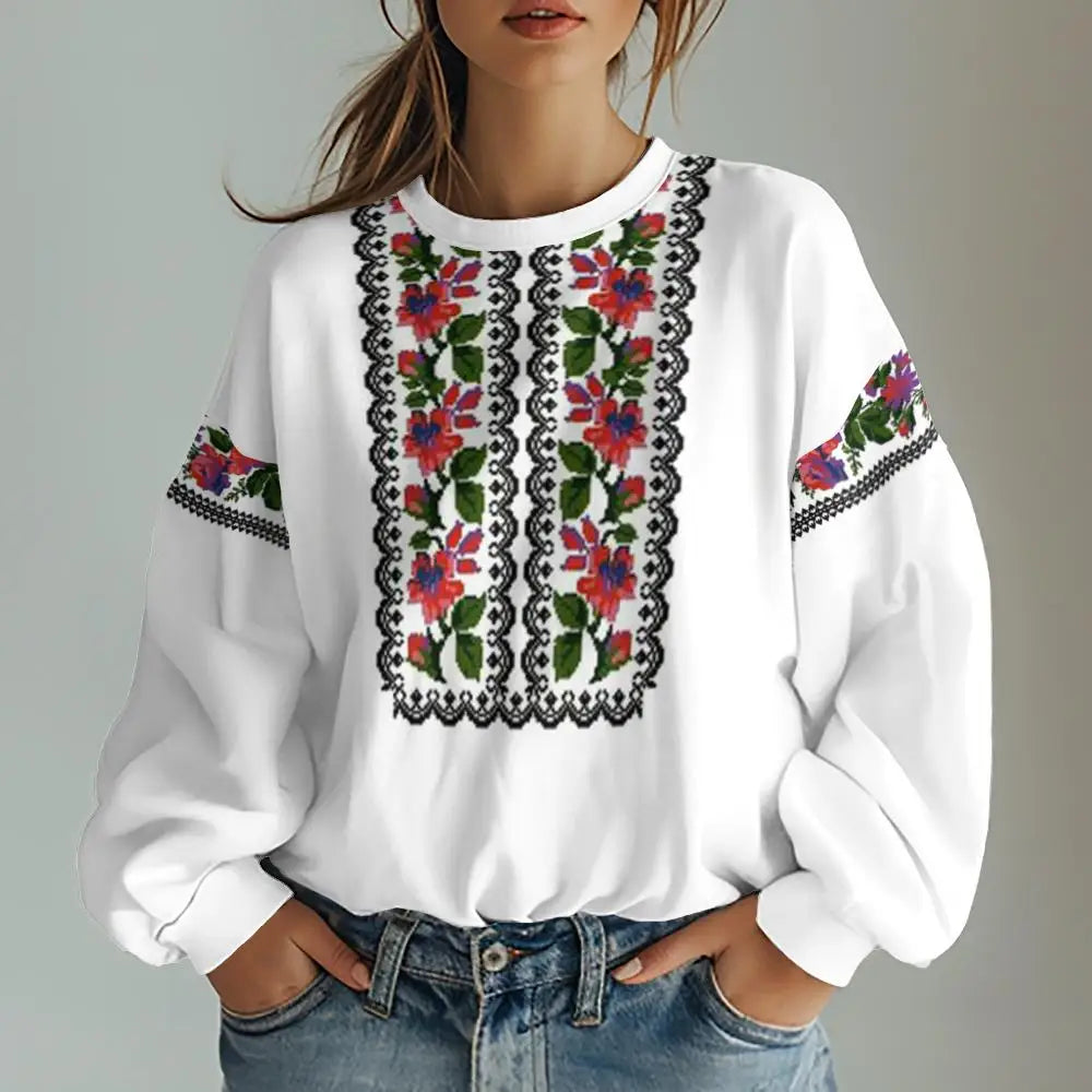 Ukrainian Traditional Graphic Print Women's Sweatshirts